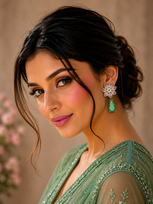 Emerald Blossom Drop Earrings