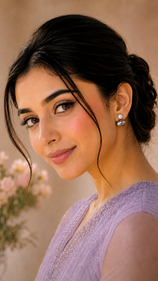 Pearl & Silver Duo Stud Earrings