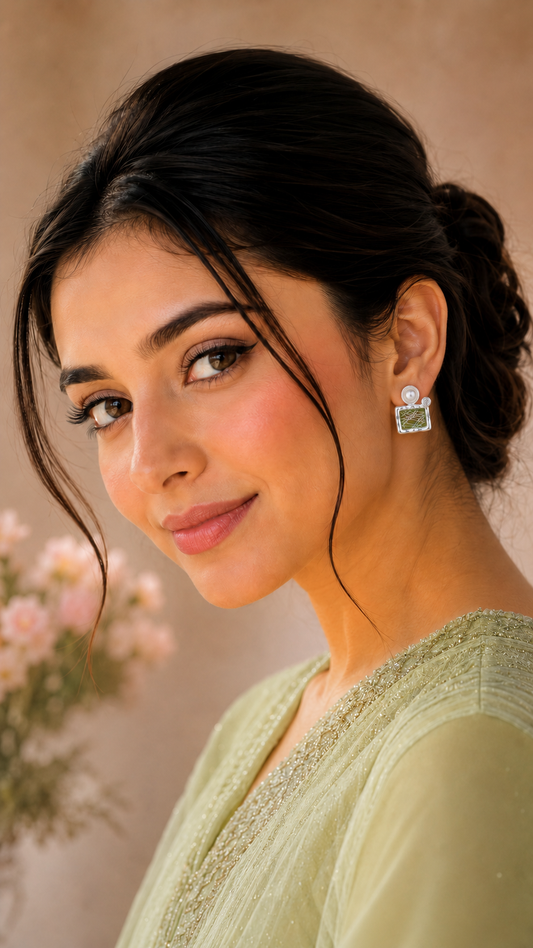 Modern Green Mosaic Earrings