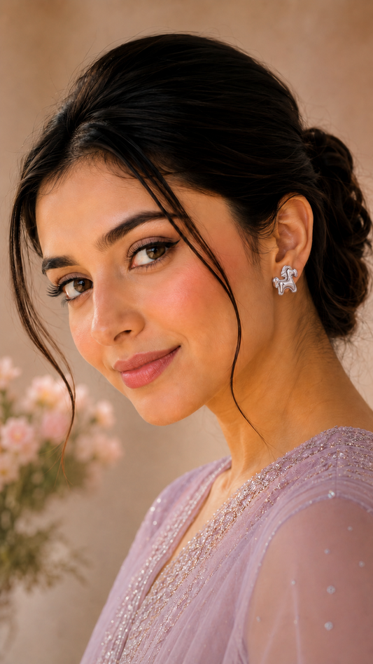 Silver Pony Charm Studs