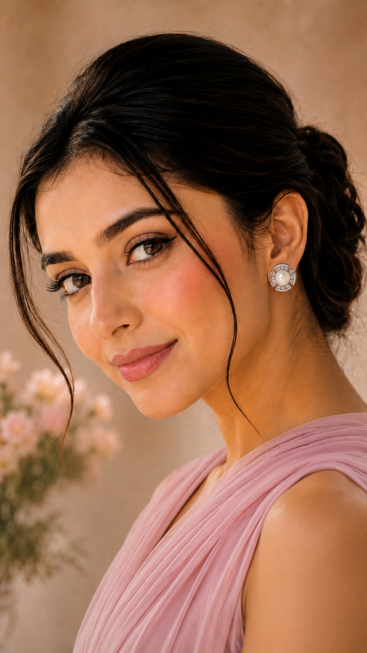 Luxe Pearl Halo Studs