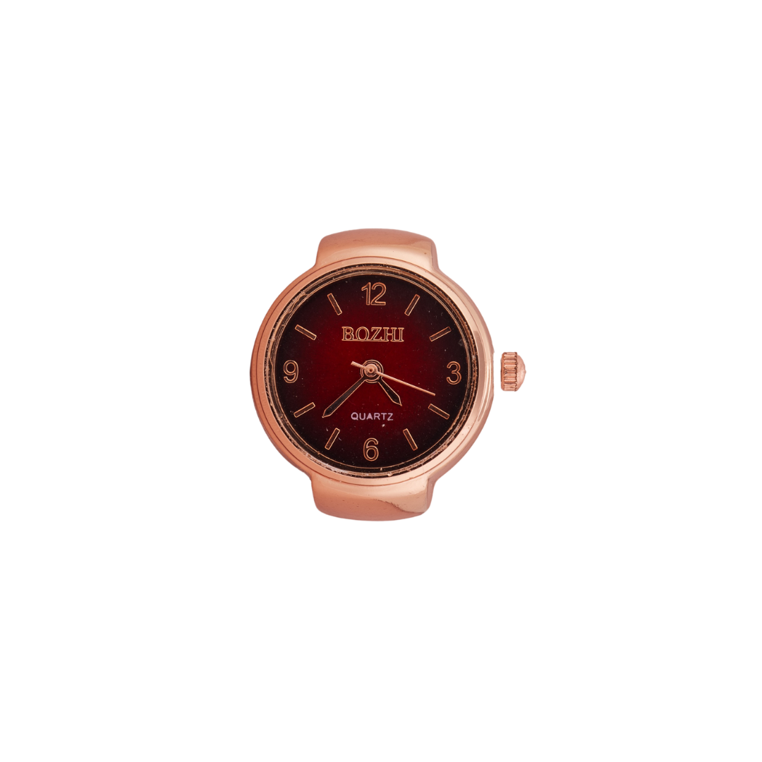 Rose Gold Ring Watch with Deep Red Dial – GC Premium Jewellery