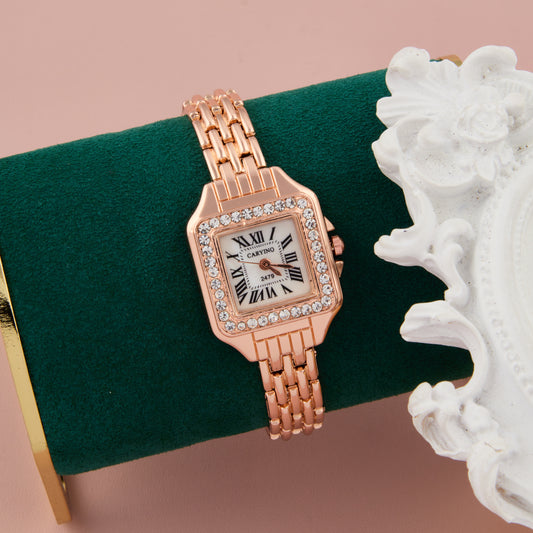 Elegant square dial analog watch for women – timeless style.
