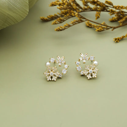 Sparkling Floral Wreath Earrings with Crystals