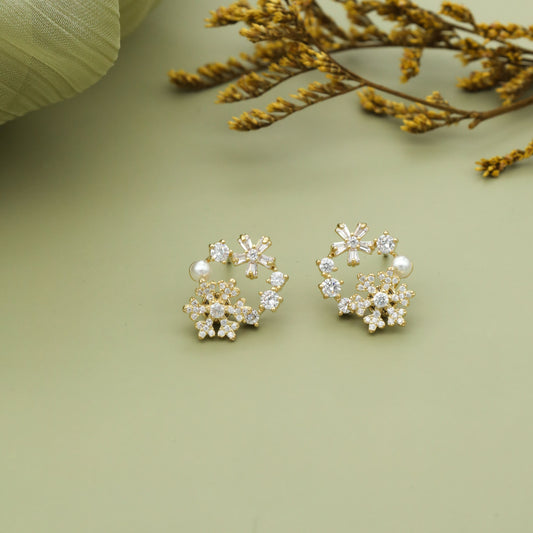 Sparkling Floral Wreath Earrings with Crystals