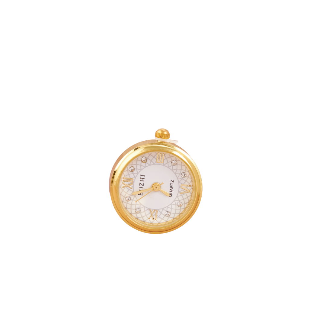 Elegant Gold-Plated Round Dial Ring Watch for Women