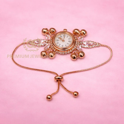 Trendy Rose Gold Kashmiri Watch with Ghunghru & AD Stones