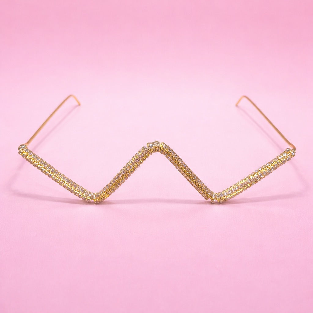 Zigzag Crystal Gold Plated Facelet for Girls and Women