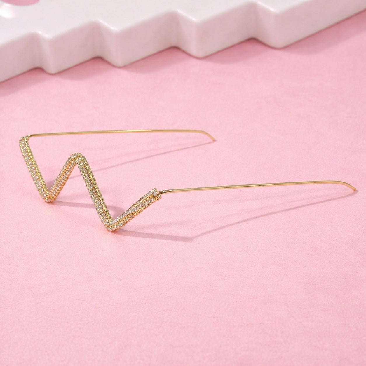 Zigzag Crystal Gold Plated Facelet for Girls and Women