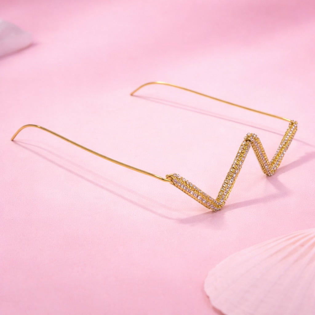 Zigzag Crystal Gold Plated Facelet for Girls and Women