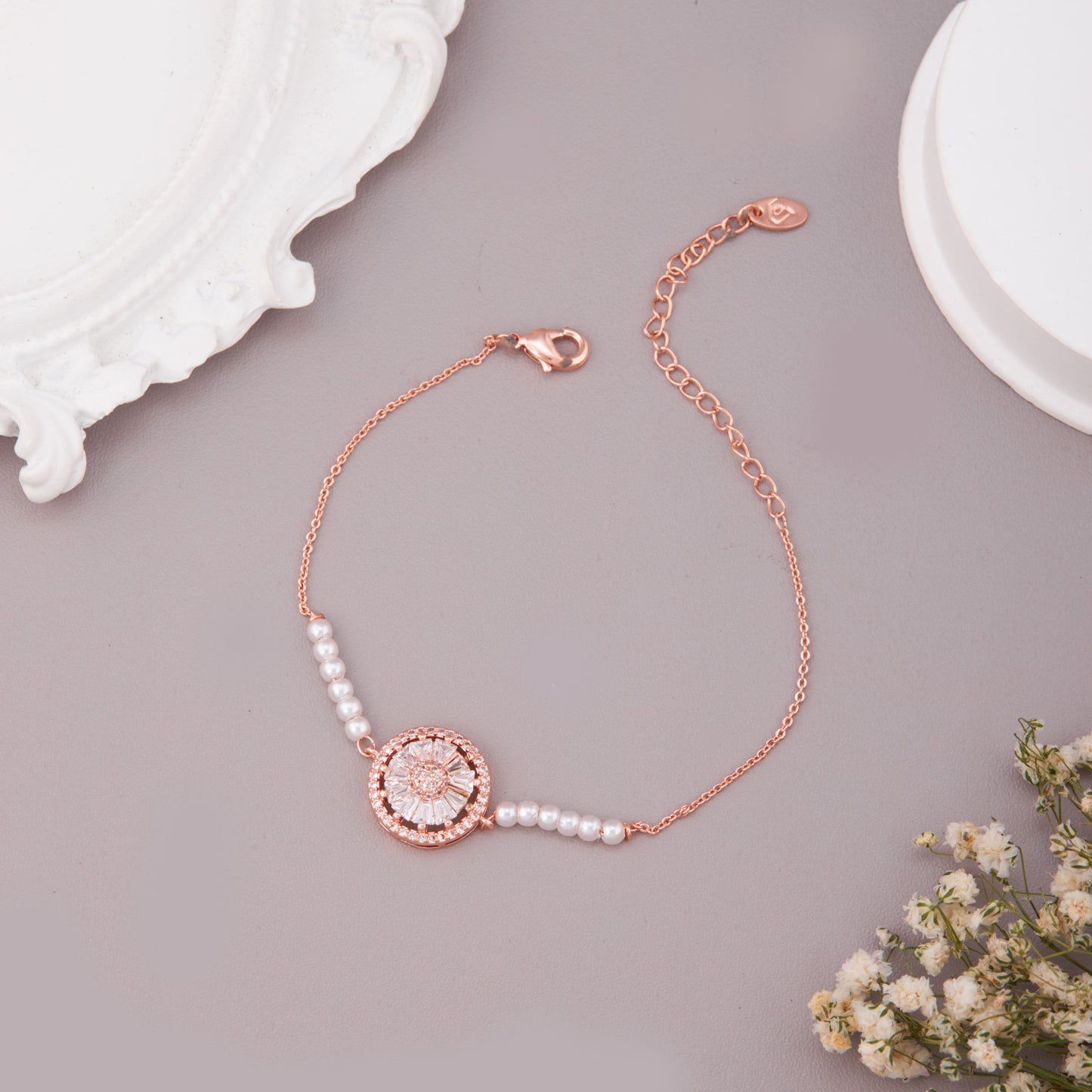 Pearl Charm Rose Gold Bracelet