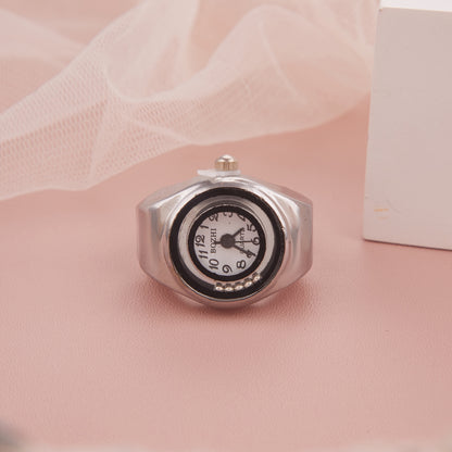 Stylish Silver-Tone Analog Ring Watch for Women