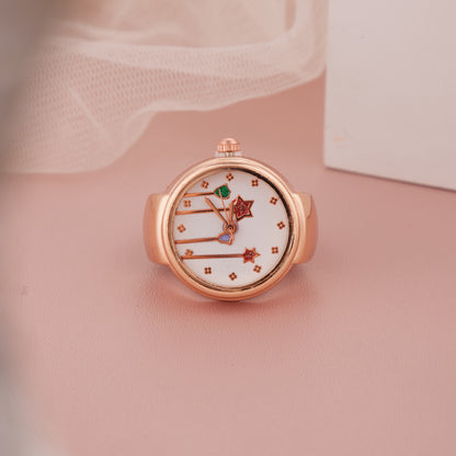 Rose Gold Ring Watch with Colorful Star Motif Dial – GC Premium Jewellery