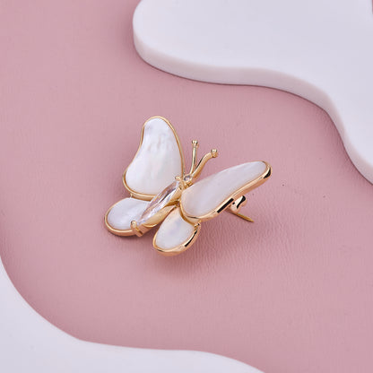 Elegant Pearl Butterfly Brooch