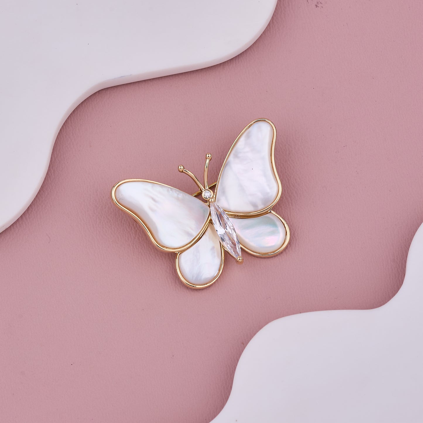 Elegant Pearl Butterfly Brooch