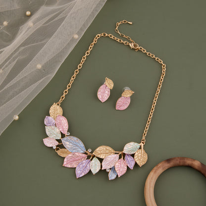 Floral Pendant Necklace & Earrings Set