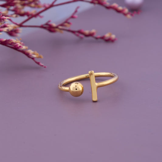 Gold Bar & Ball Ring
