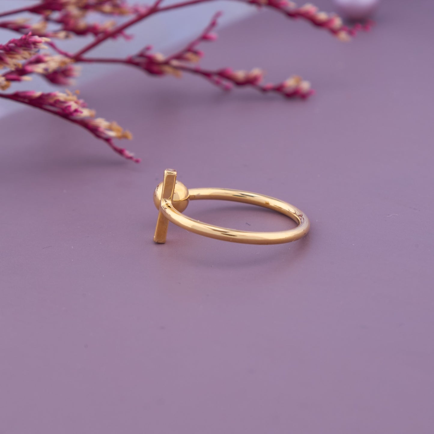 Gold Bar & Ball Ring