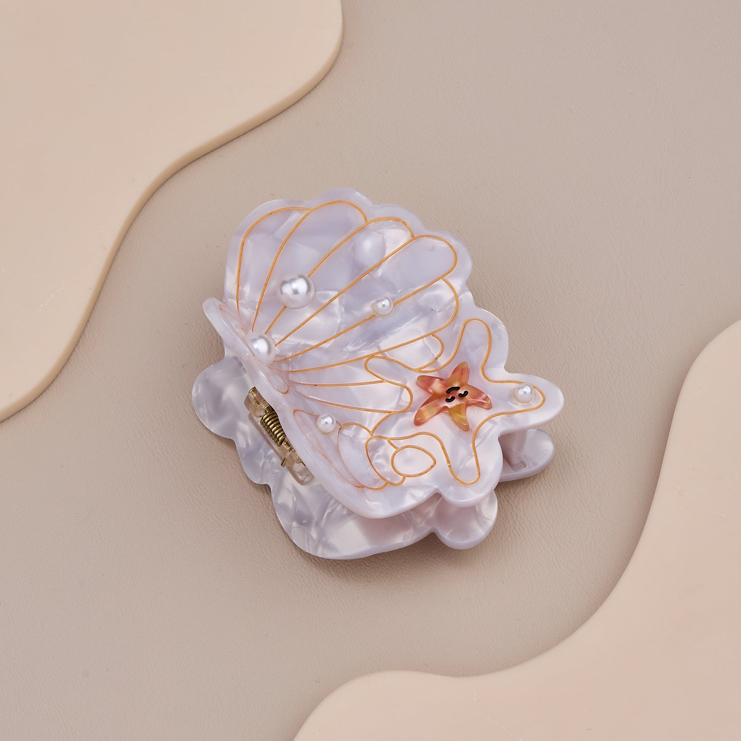 Pearl Seashell Hair Claw Clip