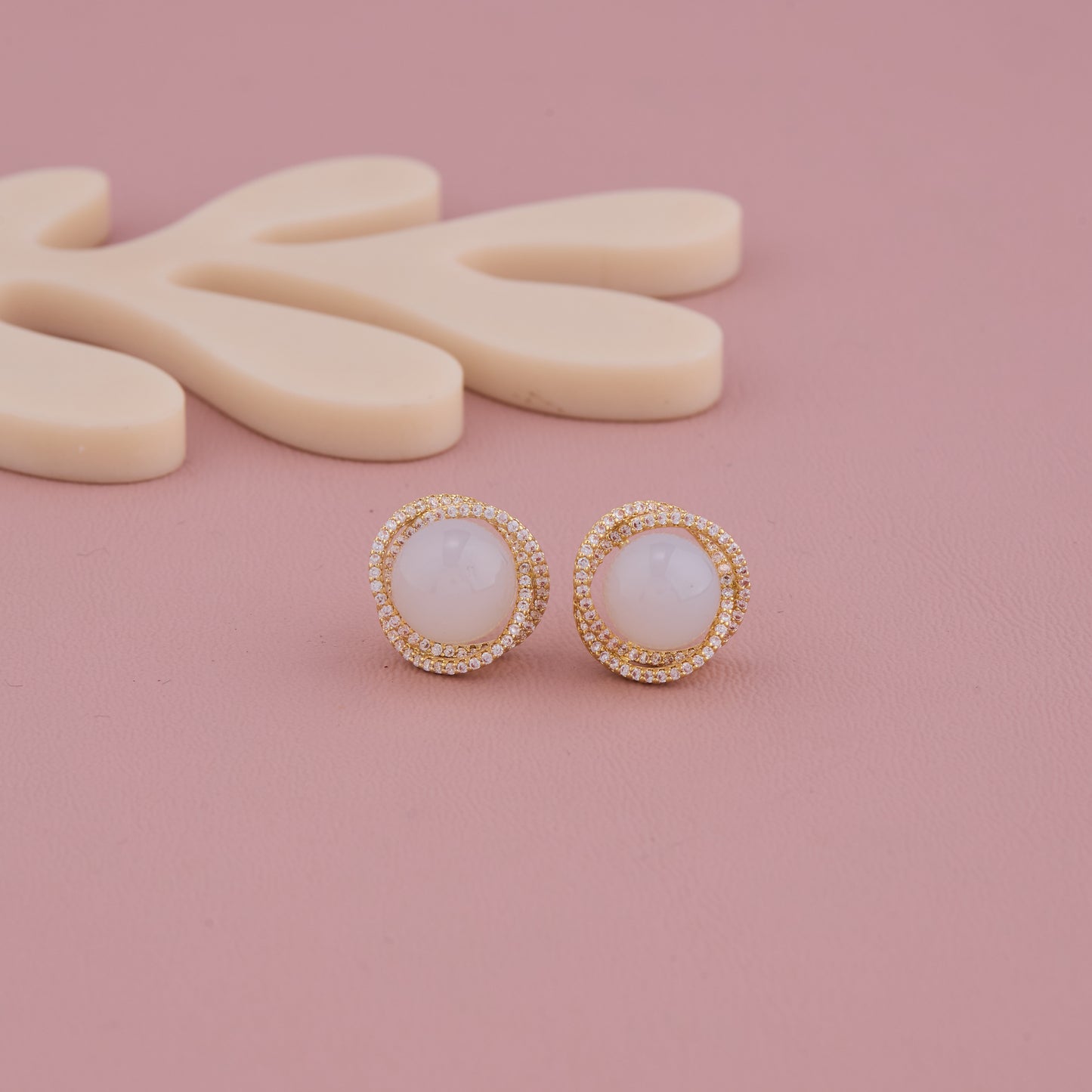Elegant Pearl Stud Earrings with Double Halo of Sparkling Stones