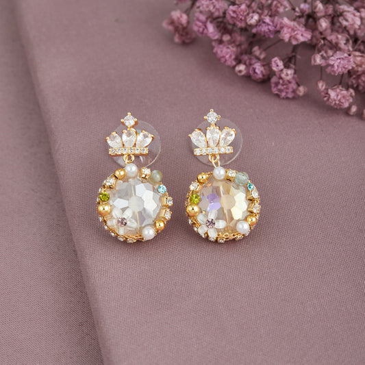Floral Earrings with Gemstone Elegance