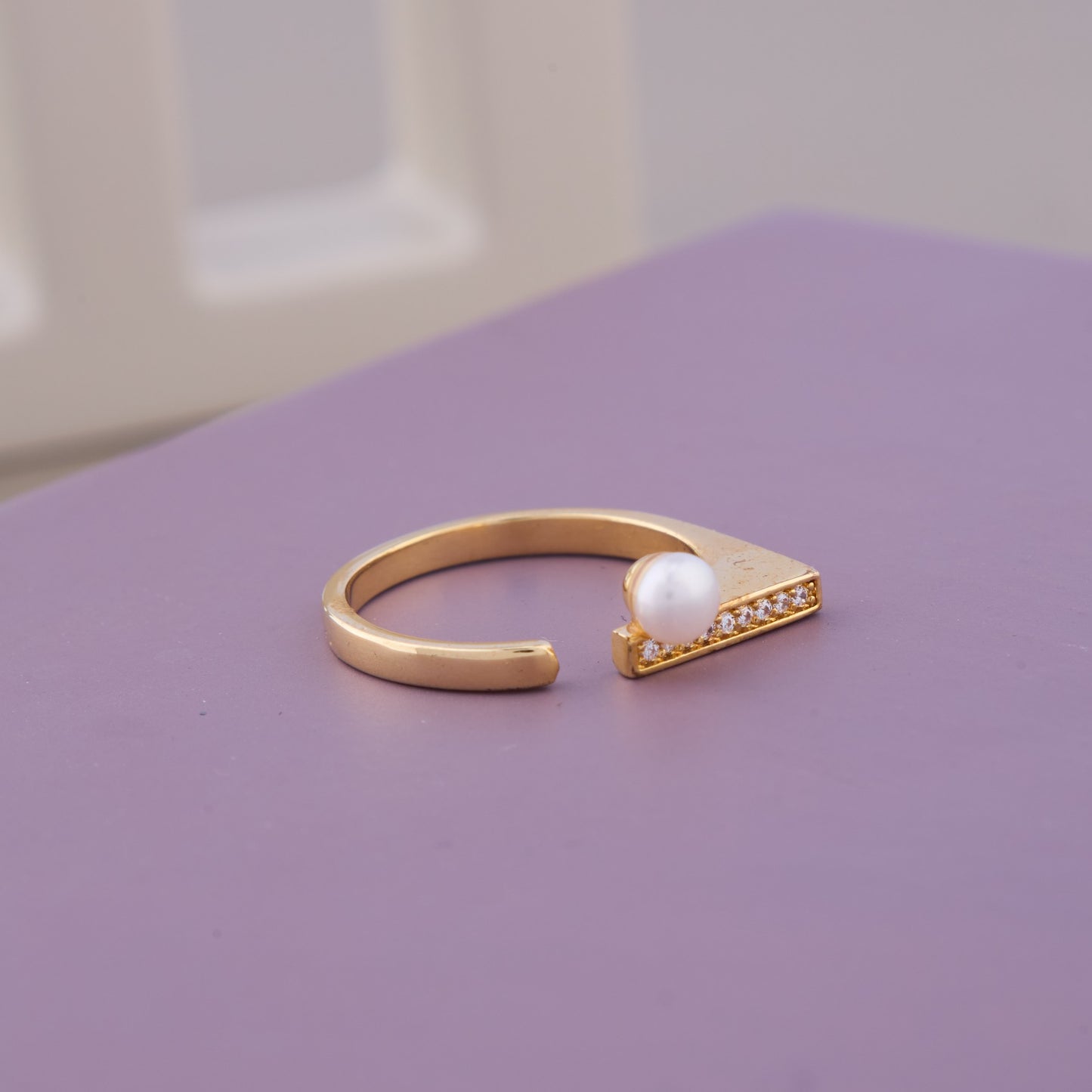 Golden Pearl Sparkle Ring