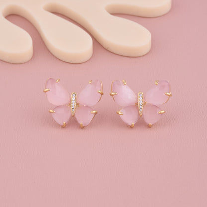 Pink Butterfly Charming Studs