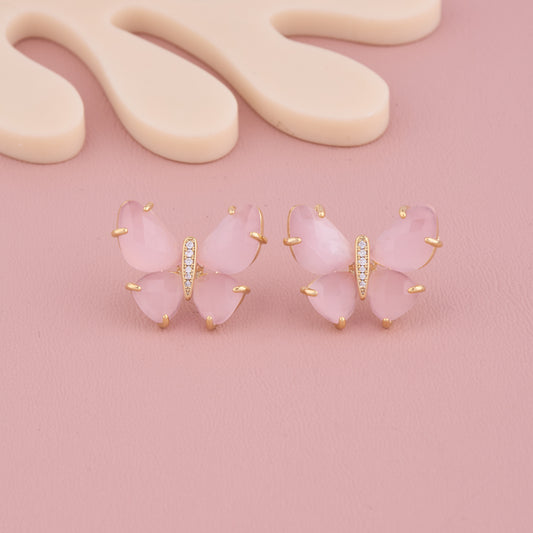 Pink Butterfly Charming Studs