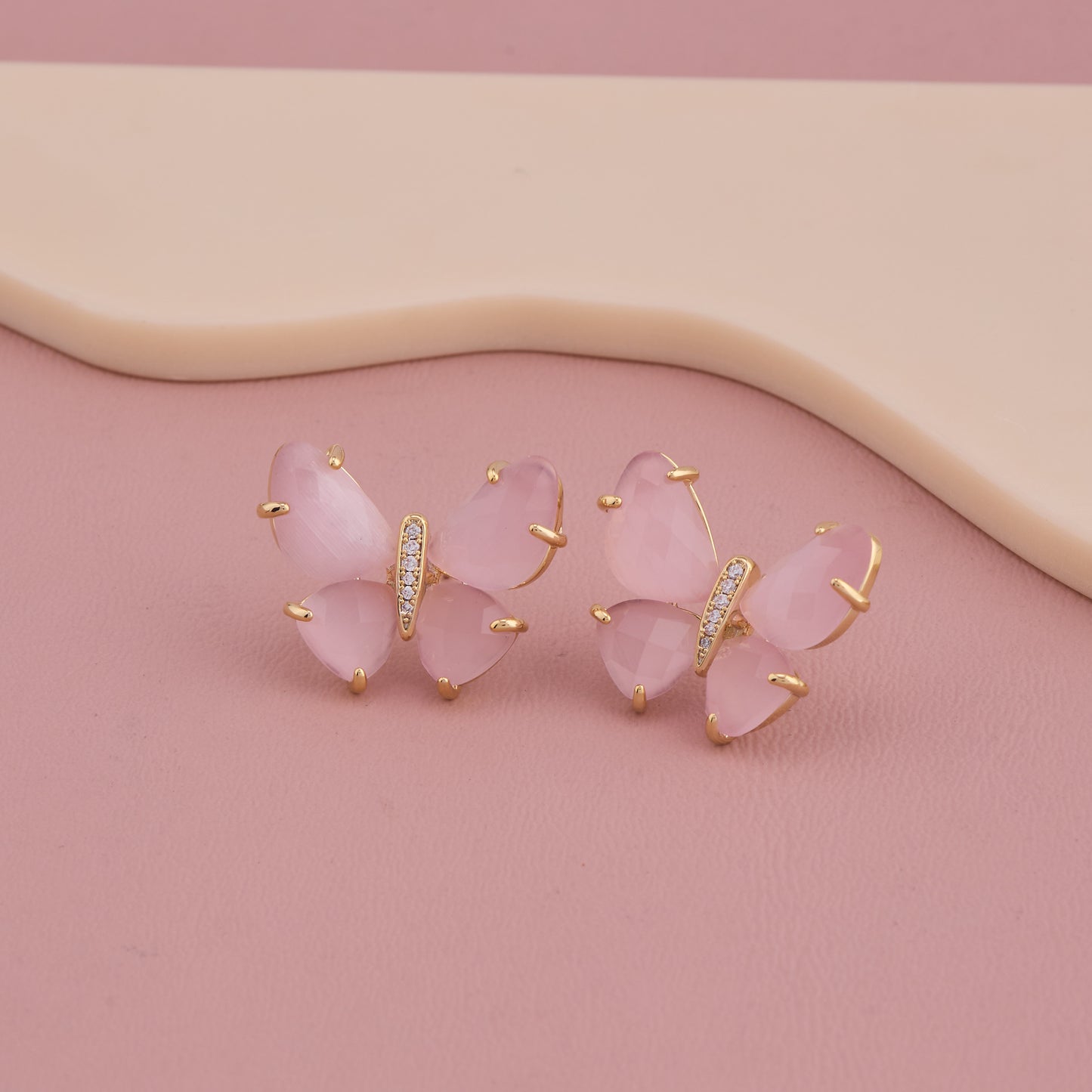 Pink Butterfly Charming Studs