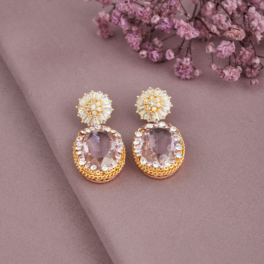 Gemstone Earrings with Floral Motifs