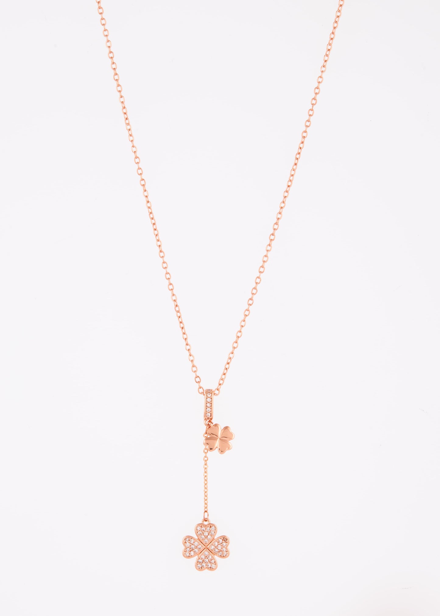 Rose Gold Clover Drop Pendant Necklace by GC Premium Jewellery