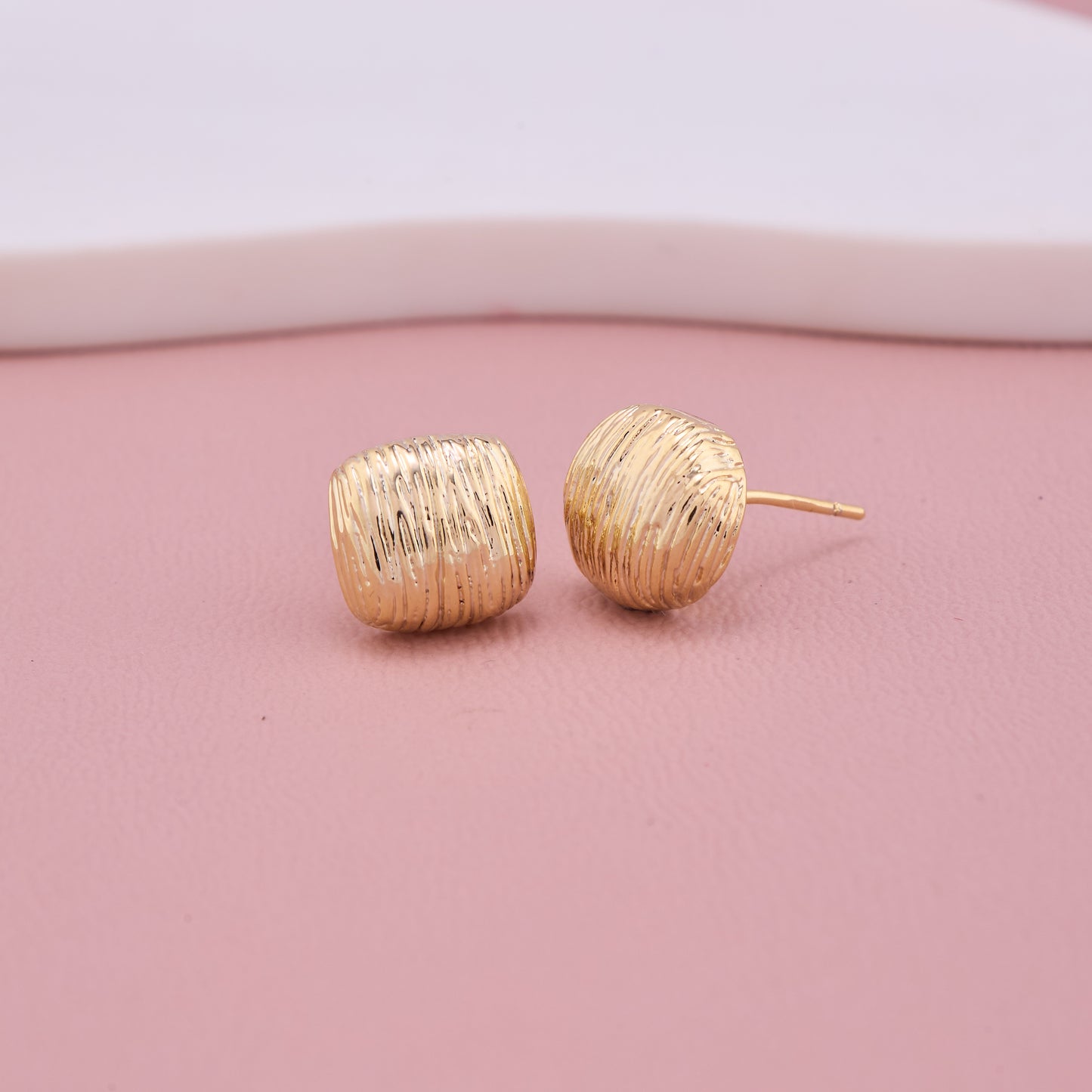Textured Gold Square Stud Earrings