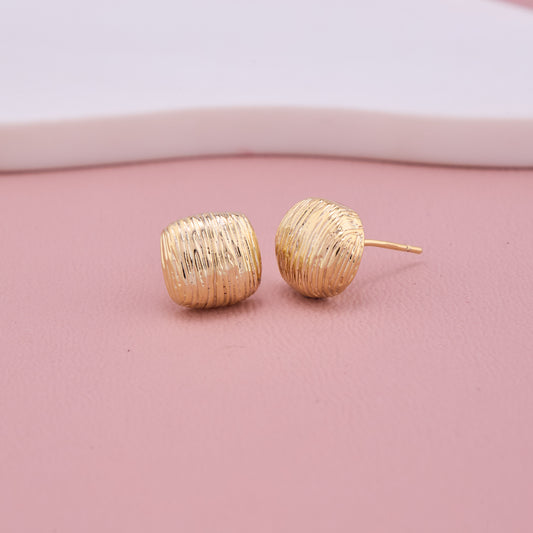 Textured Gold Square Stud Earrings