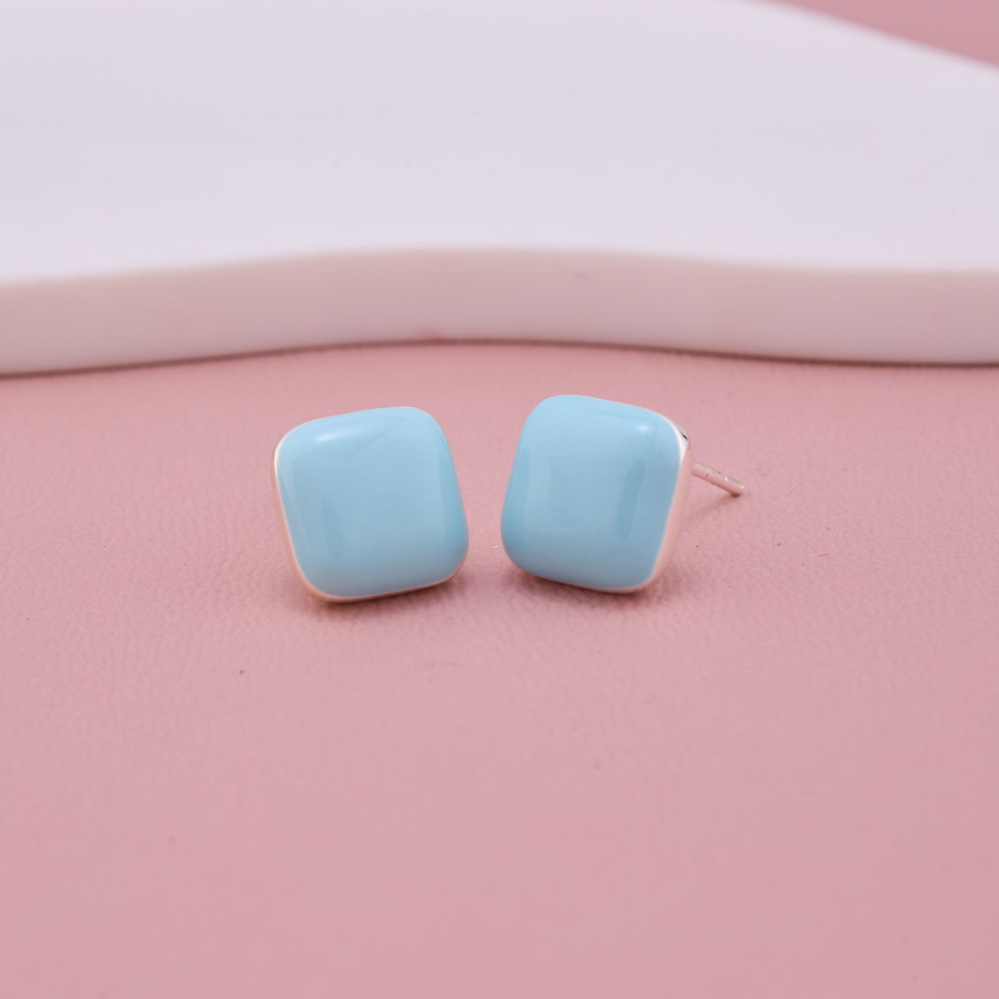 Sky Blue Square Stud Earrings