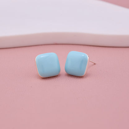 Sky Blue Square Stud Earrings