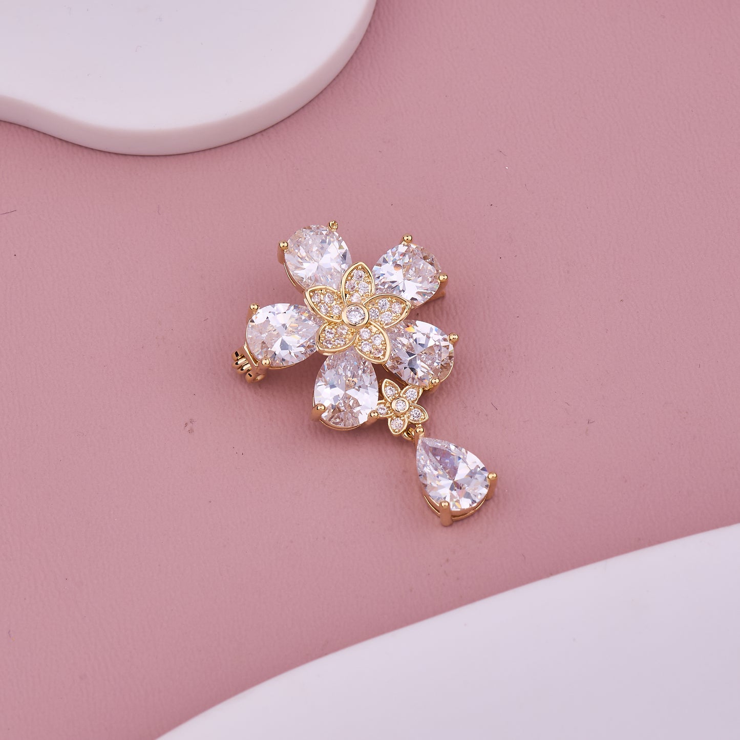 Crystal Cross Brooch