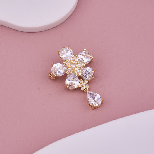 Crystal Cross Brooch