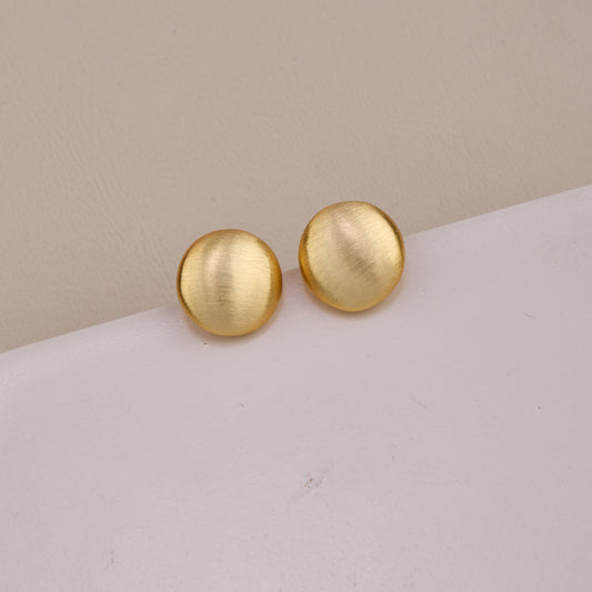 Matte Gold Round Stud Earrings