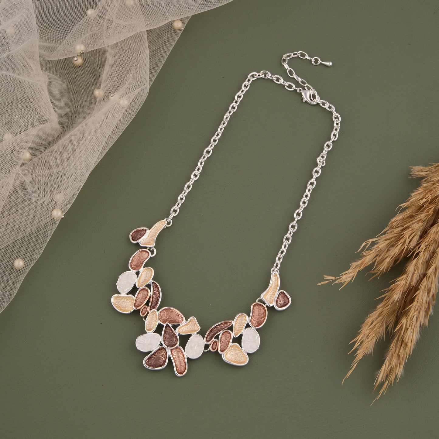Trendy Necklace with Beads, Chains, and Pendants