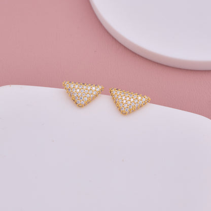 Gold Triangle Crystal Stud Earrings