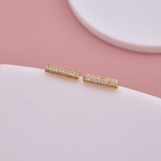 Gold Bar Crystal Stud Earrings