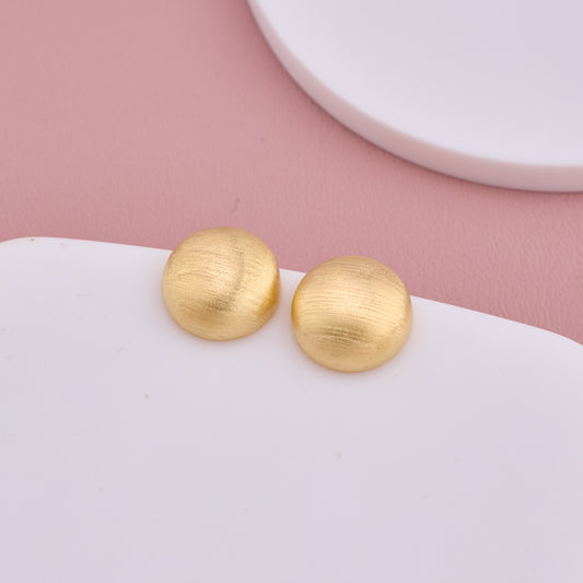 Brushed Gold Oval Stud Earrings