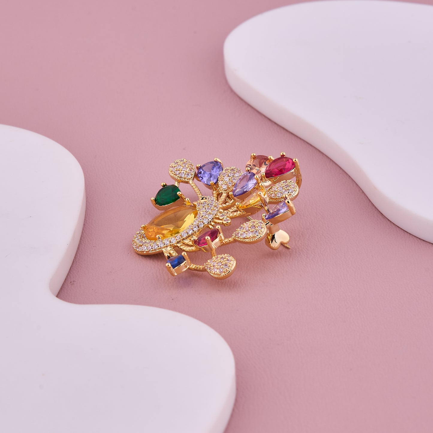 Rainbow Peacock Brooch