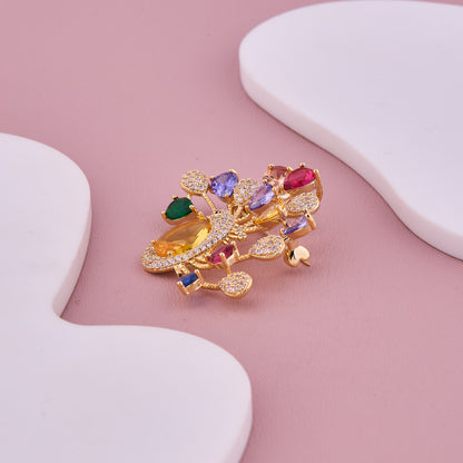 Rainbow Peacock Brooch