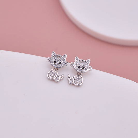 Crystal Cat Stud Earrings