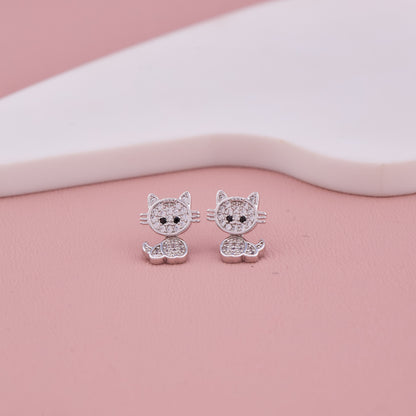 Crystal Cat Stud Earrings