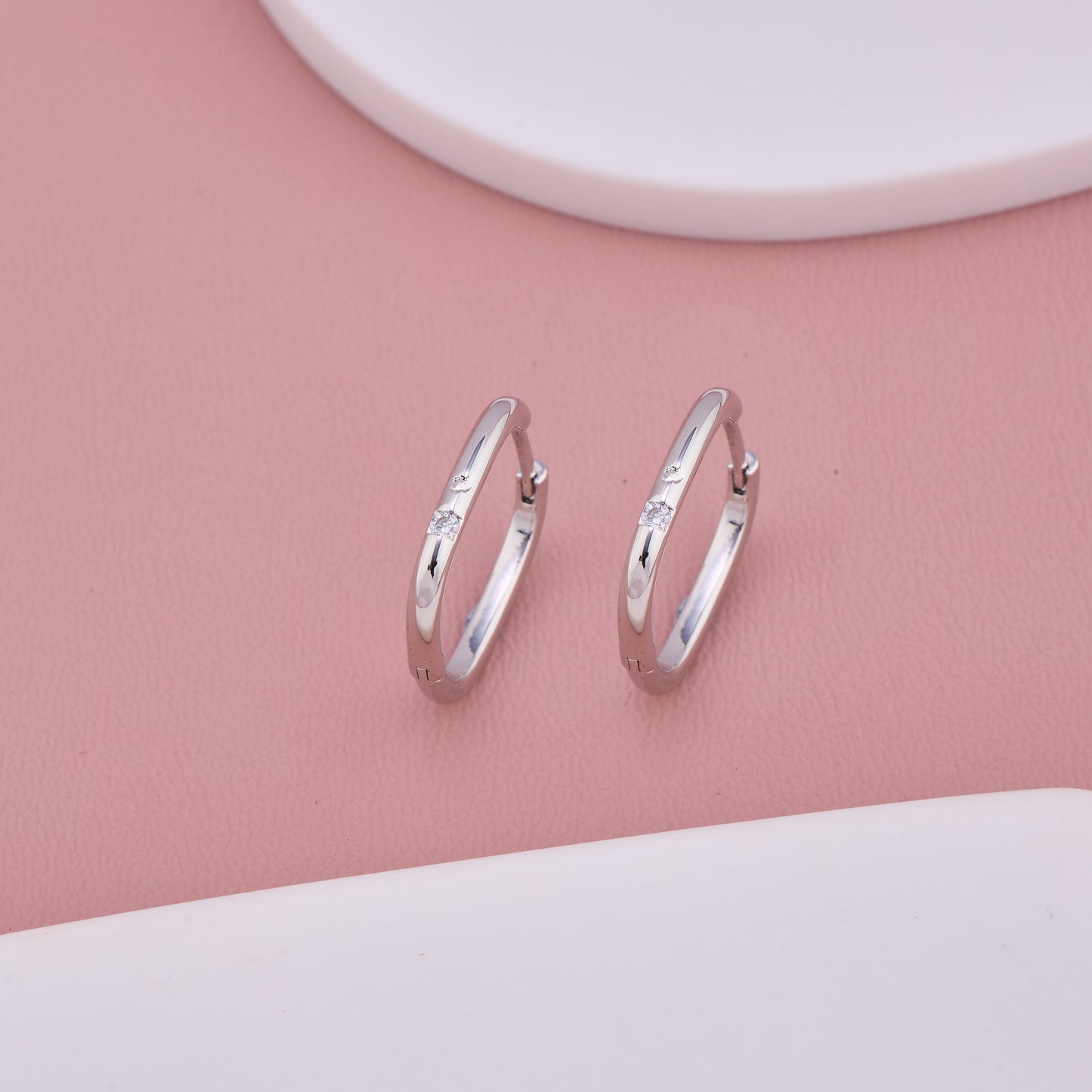 Silver Square Hoop Earrings