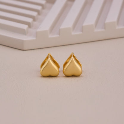 Matte Gold Heart Stud Earrings