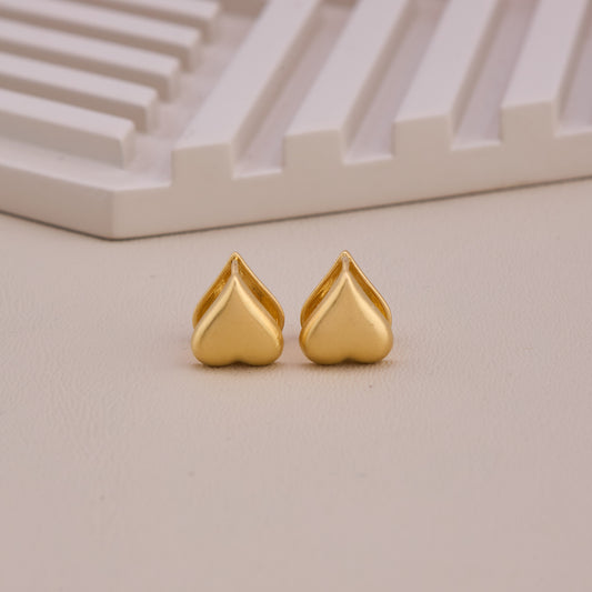 Matte Gold Heart Stud Earrings