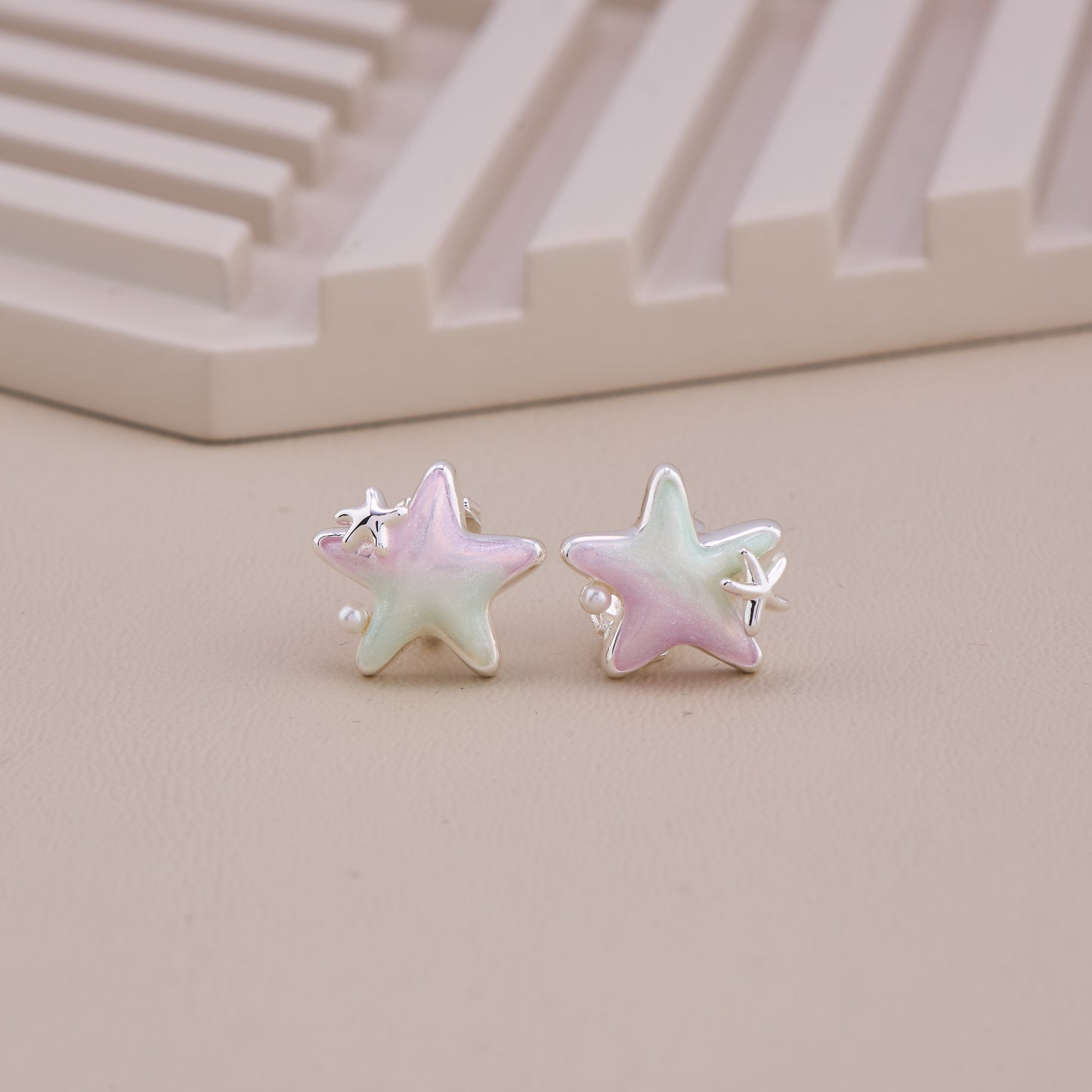 Iridescent Starfish Stud Earrings